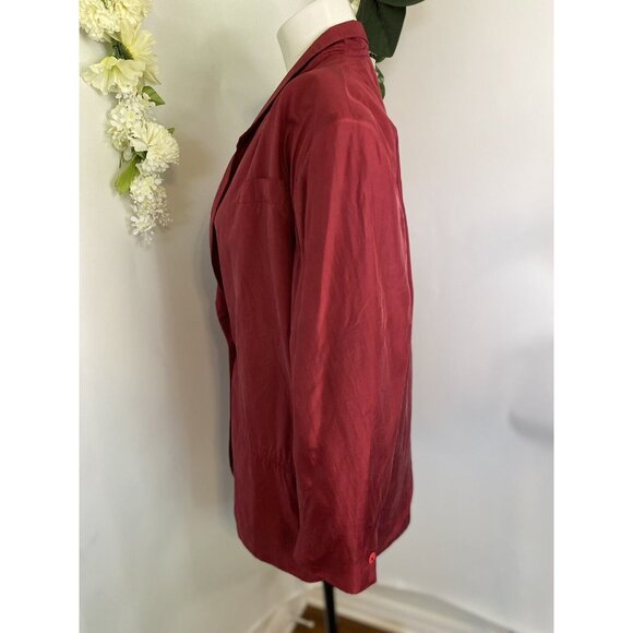 Vintage Anna and Frank 1980’s Silk Blazer Top Cranverry Red Size M Oversized EUC - Picture 12 of 16